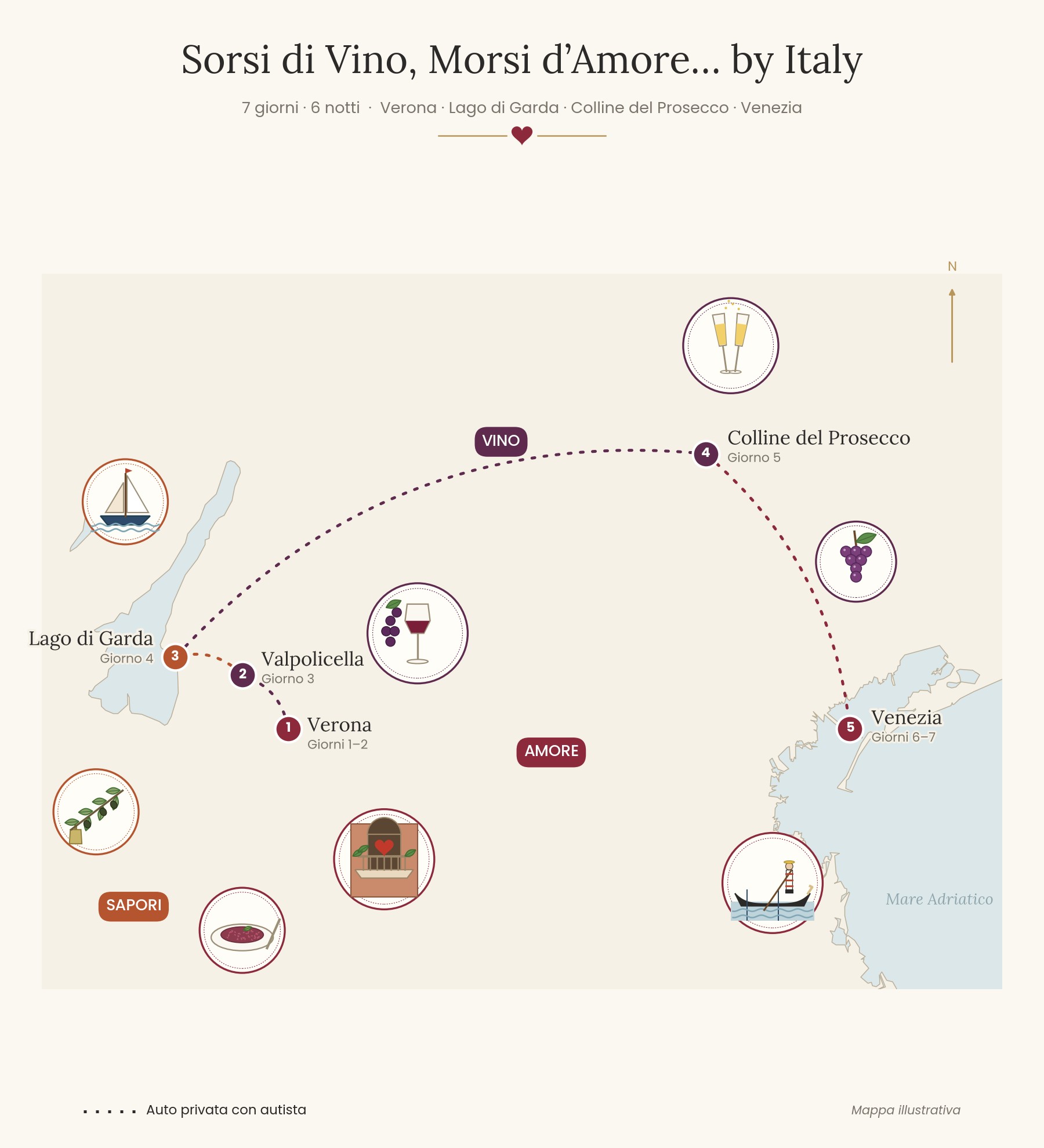 Mappa del tour Sorsi di Vino, Morsi d'Amore